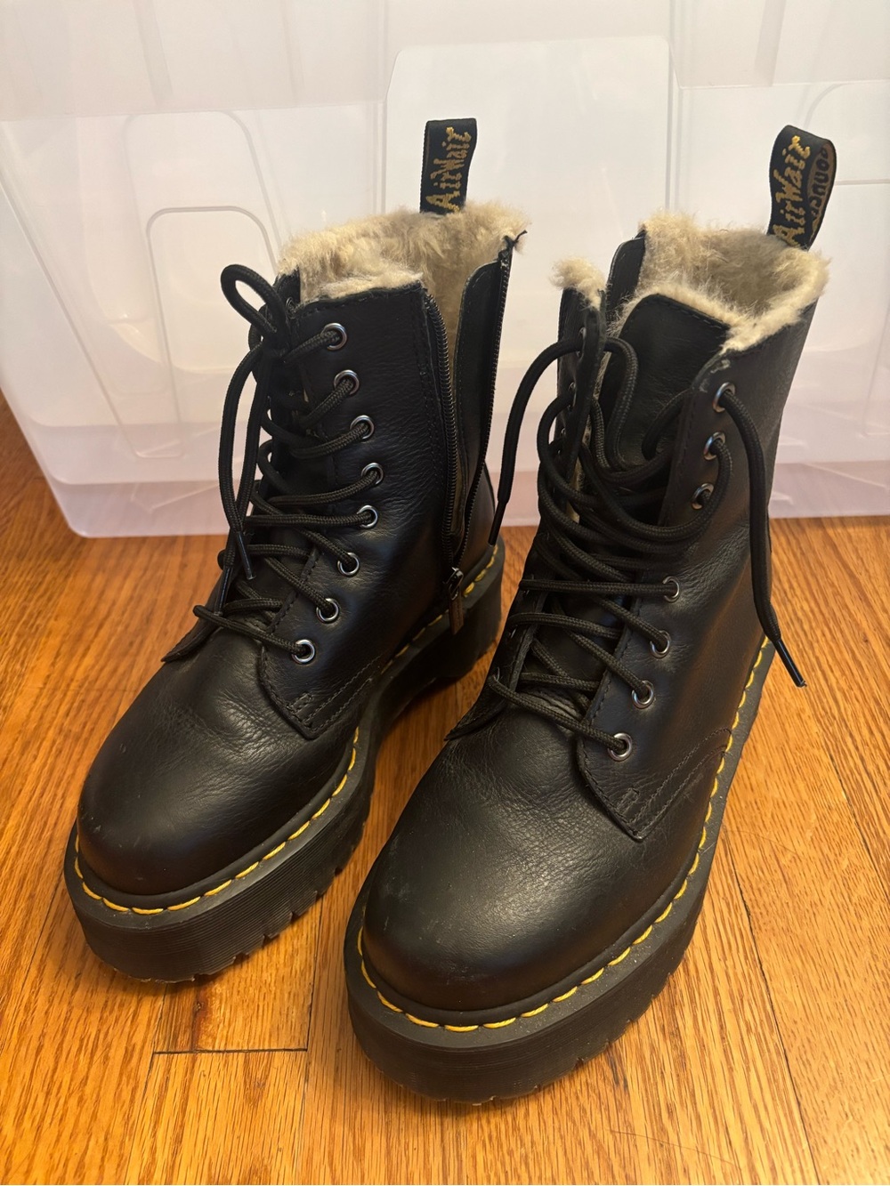 Jadon Fur Faux Lined Leather Platform Doc Martens